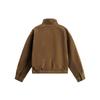 Унисекс Замшевая куртка на флисовой подкладке с воротником-стойкой на молнии Streetwear Короткая укороченная верхняя одежда Осень