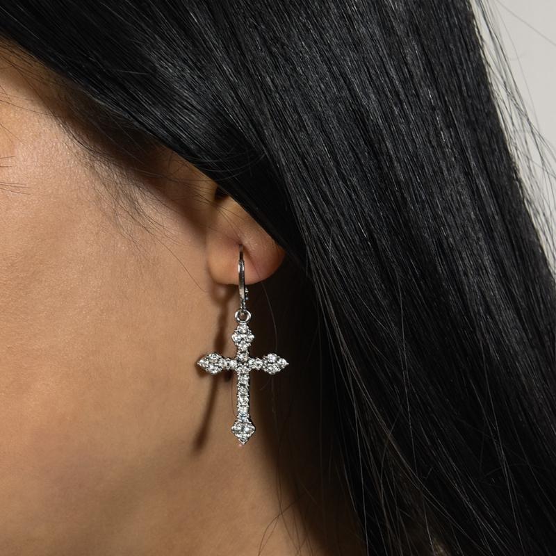 Христианские винтажные серьги с подвеской в ​​виде креста с цирконием, готические религиозные серьги для женщин, модные ювелирные изделия в стиле панк, подарки на вечеринку