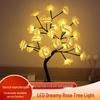 USB LED Cherry Blossom Crystal Tree Lamp for Room Decoration - Rose Flower Light with Colorful Simulated Lights