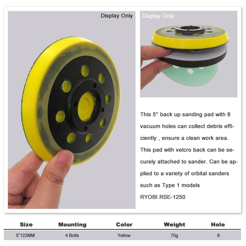 5 Inch Sanding Pad 8Holes Hook and Loop Backing Plate 125mm for RYOBI RSE-1250 Random Orbital Sanders Grinder Polishing Grinding