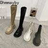 Fashion 2024 Women Long Boots Thick Sole Ladies Zipper Knight Flats Heel Boots Fashion Knee-high Boots Keep Warm Plush Winter Shoes