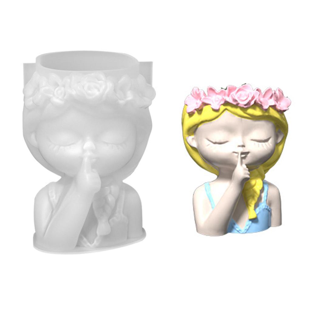 Cute Girls Pen Holder Flower Pot Silicone Molds Epoxy Resin Mold DIY Succulent Planter Mold for DIY Resin Decors