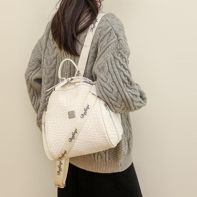 Рюкзак сплошного цвета, женский тканый рюкзак, школьный рюкзак большой емкости