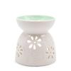 White Ceramic Oil Burner - Floral Teal Well
