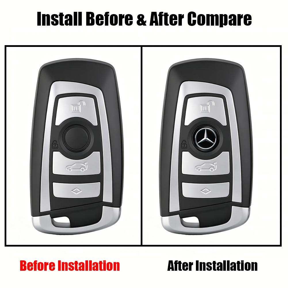 MEA4 14mm Car Key 3D Aluminum Logo Replacement Sticker Accessories For Mercedes-Benz GLC X253 X254 C-Class W205 W206 A-Class W177 GLA