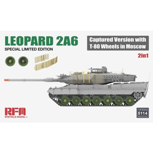 Ryefield Models 1/35 Leopard 2A6 T-80 Road Wheel Captured Vehicle Plastic Model RFM5114