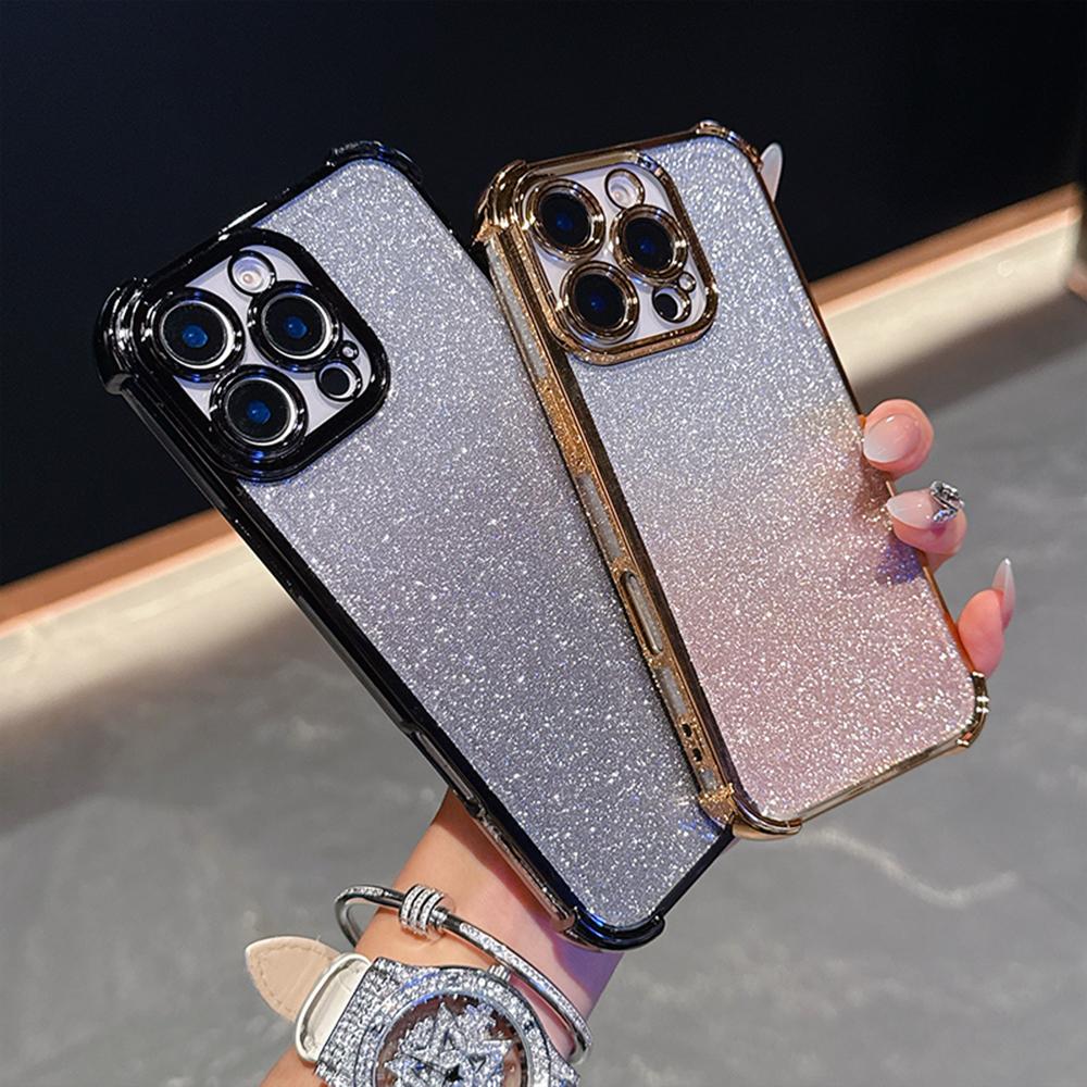 Роскошный градиентный блестящий противоударный чехол для телефона Samsung S25 Ultra iPhone 16 Pro Xiaomi Redmi Note12 itel Углы усиленные задняя крышка
