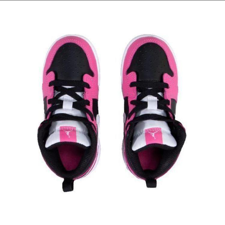 Jordan Air Jordan 1 Mid Synthetic Leather Mid top Basketball Shoes Pink Black Infant And Toddler 644507-002