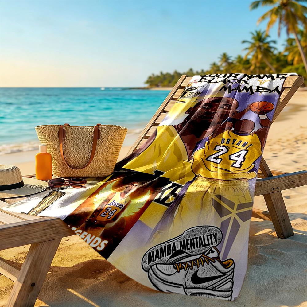 Kobe Customizable Name Beach Towel Quickdry Soft Microfiber For Beach Bathroom Outdoor Swimming Pool Camping Picnic Yoga Diving Vacation Accessories