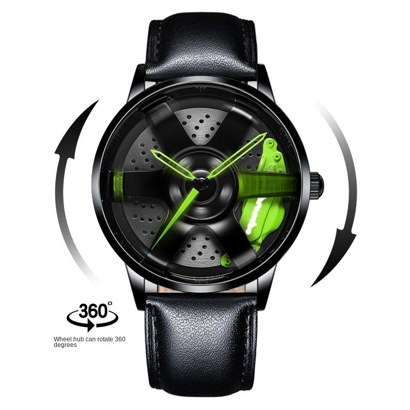 SVJ Genuine TE37 Wheel Hub Watch Трехмерный полый поворотный стол Стол для модификации автомобиля Водонепроницаемые светящиеся гидравлические мужские часы