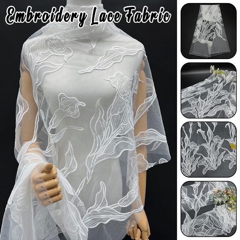 1 ярд Ретро Роскошная Тяжелая Промышленность Вышивка Свадебное Платье Тюль Кружево Ткань Хорошее Качество Свадебная Одежда Французское Кружево Ткань