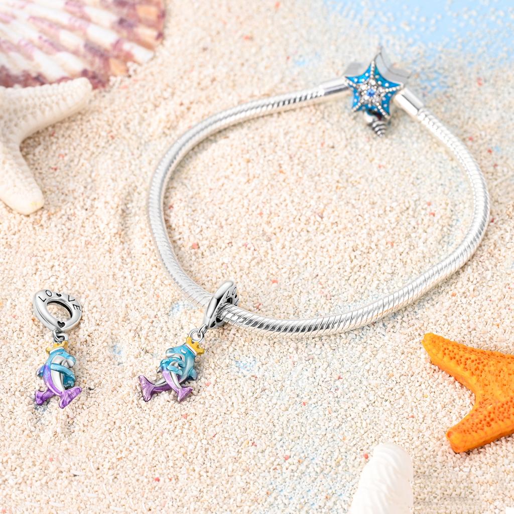 Elegant Copper Charms Sea Shell Starfish Dolphin Beads Fit Bracelet Necklace Bead Jewelry Making Fine Jewelry Gift