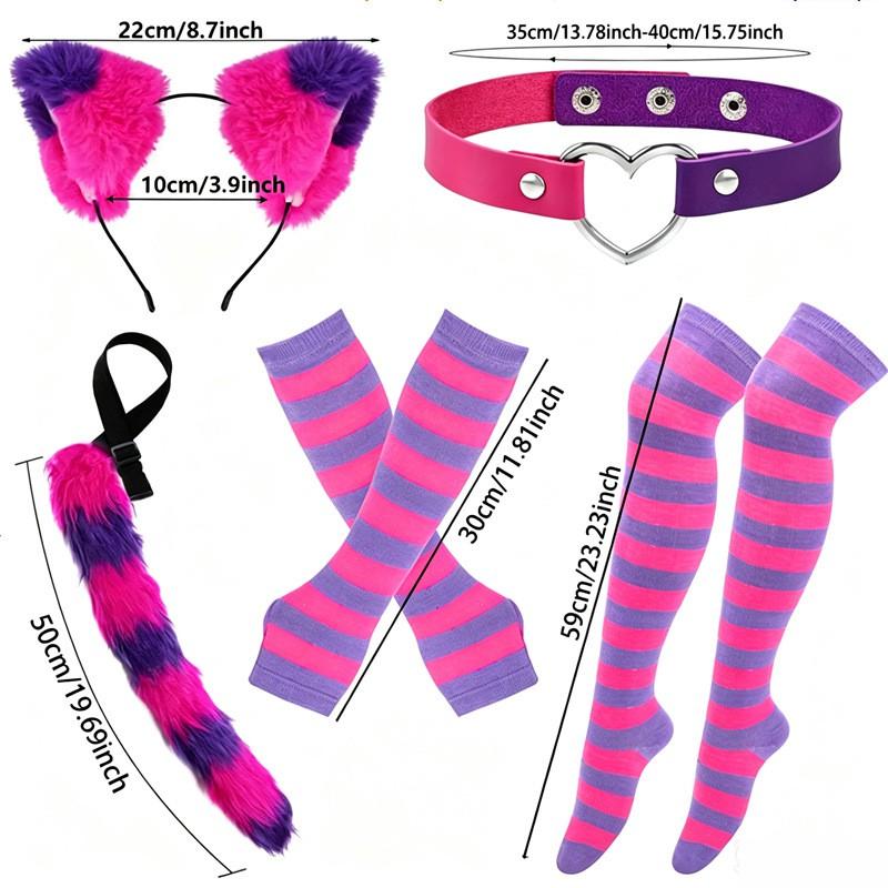 Cat Ear Headband Tail Set With Collar Cosplay Costume Party Accessories Anime Kawaii Girl Outfit