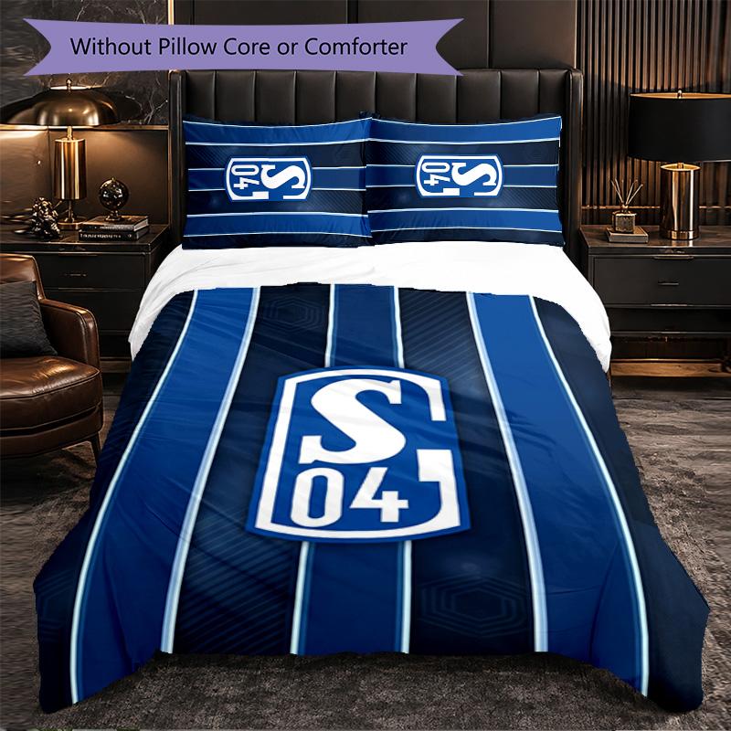 Schalke 04 Themed Bedding 3Pcs Duvet Cover Set Decorative Bed Linen For Teen Room Home Decoration