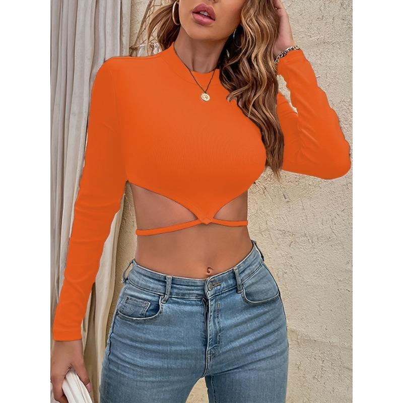 Женские пуловеры, приталенный крой, ультракороткий вязаный топ с высоким воротником и длинными рукавами