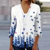 Women's Shirt Blouse Outerwear Print 3/4 Length Sleeve Casual Holiday Basic Button Tops