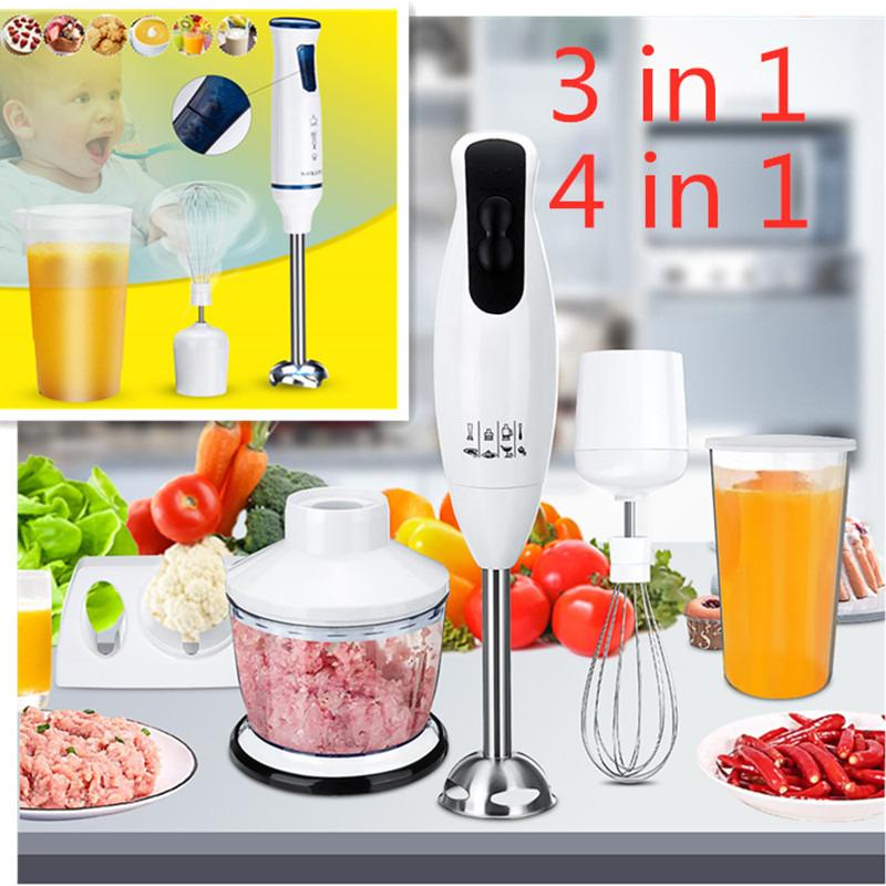 4 In 1 Electric Blender Immersion Hand Stick Blender Mixer Vegetable Meat Grinder Whisk Juicer Mixer Smoothie Cup Kitchen 600W