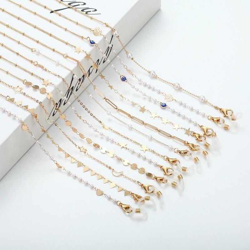Fashion Pearl Mask Chains Eyeglasses Chain for Women Metal Sunglasses Lanyards Eyewear Chain Holder Neck Strap