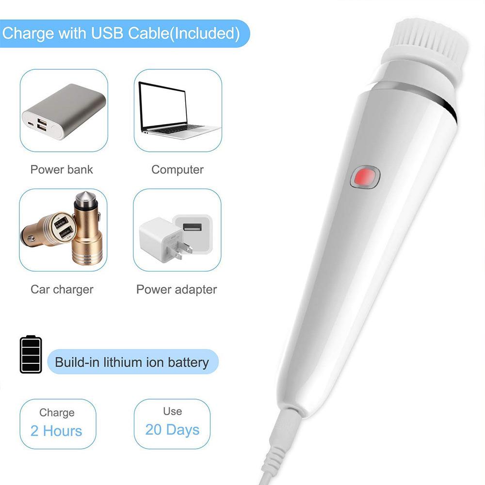 Многофункциональная водонепроницаемая вращающаяся электрическая щетка для очищения и массажа лица - 4-в-1 очиститель пор