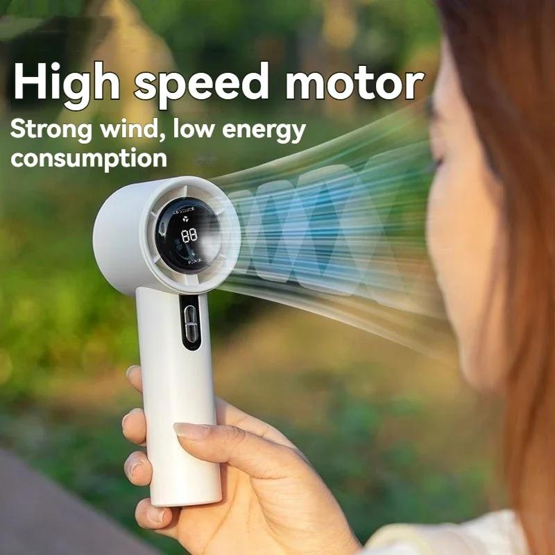 Portable Handheld Turbo Fan High-capacity Lithium Battery Personal Fan Motor Adjustable 100 Gears for Indoor and Outdoor Use