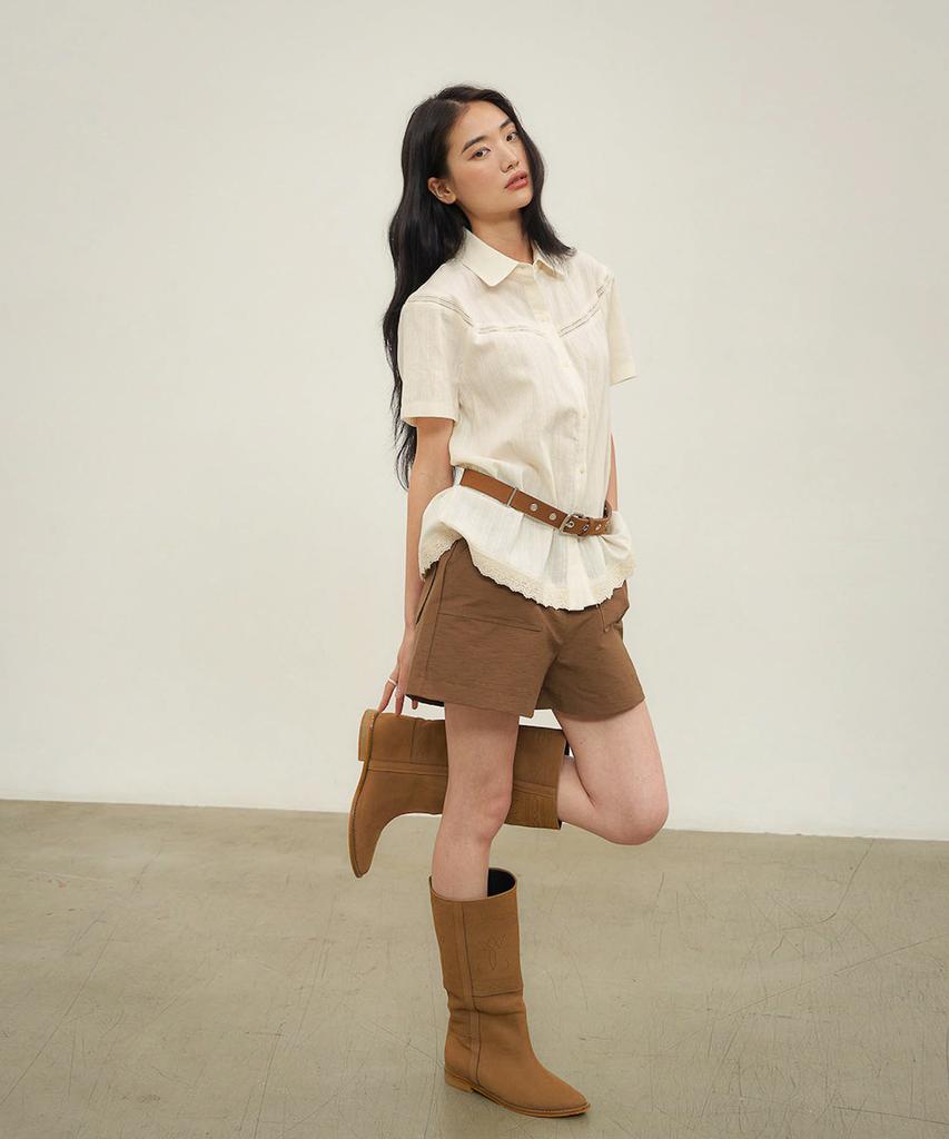 OURO Round Collar Shirts [ Cream ]