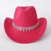 Sparkling Felt Fedora Hat Rhinestone Decoration Top Hat Classic Western Cowboy Hat  Outdoor Riding