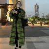 Autumn Winter New Fashionable Contrast Color Green Woolen Coat for Positive Reverse Wear Loose Long Woolen Coat