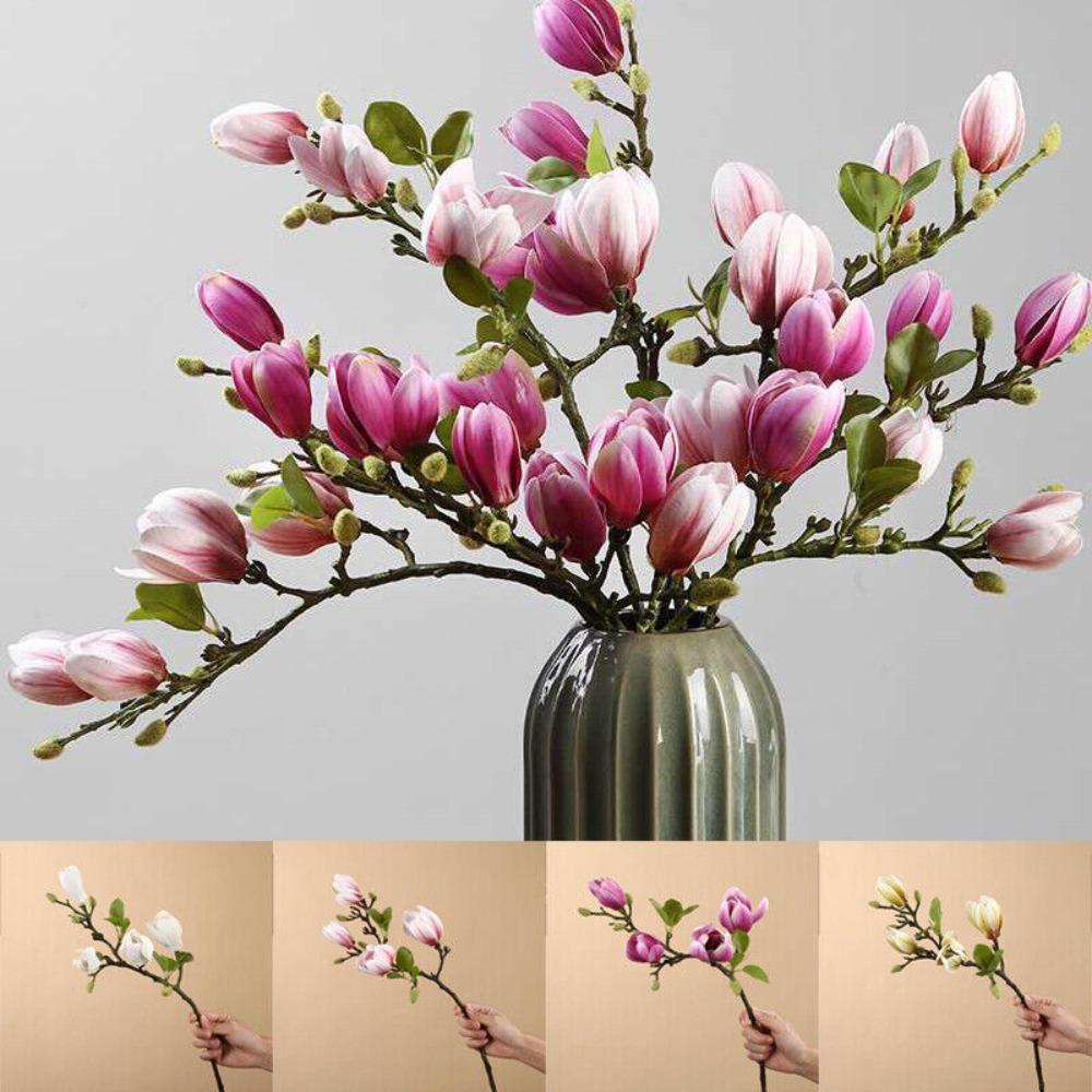 Decoration Film Feel Faux Flower Branch Decorative Flowers Magnolia Bouquet Artificial Flowers