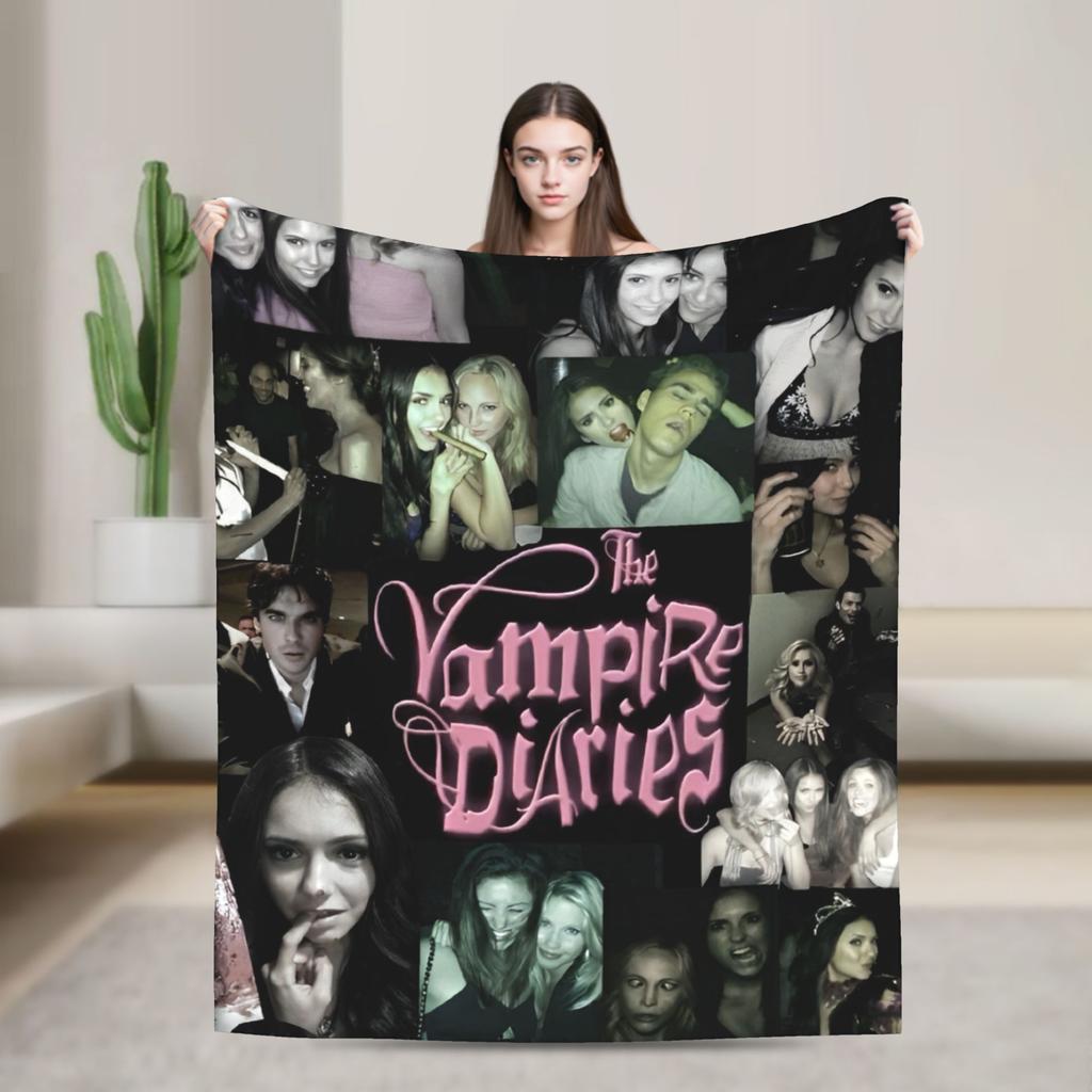 The Vampire Diaries Damon salvatore Blanket Print Plush Throw Blanket For Home Decor Travel Office Flannel Bedspread Bed Cover