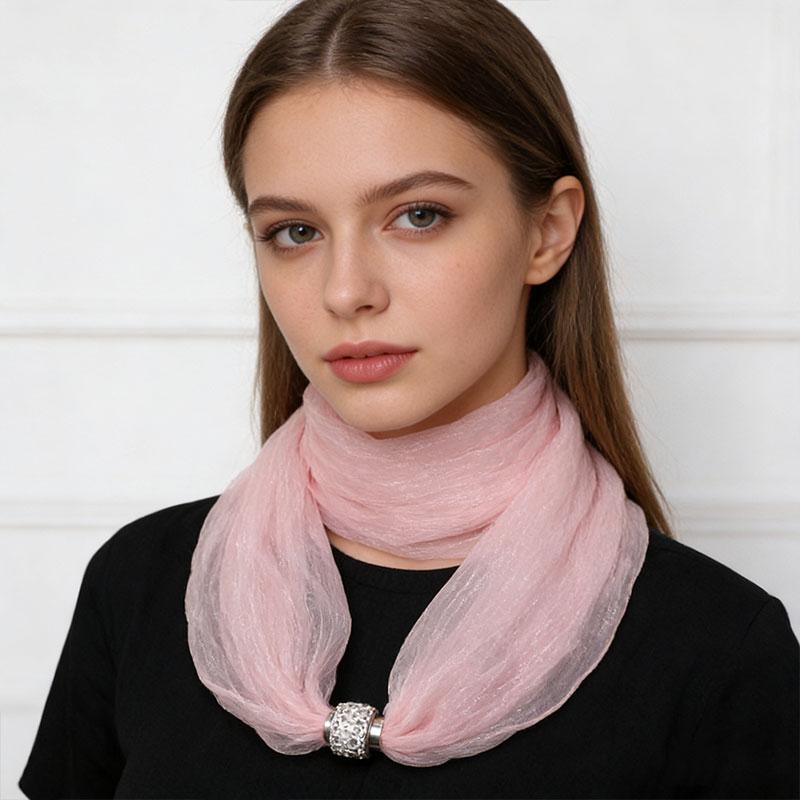 1 шт. Магнитная застежка Текстура Однотонный Универсальный шарф Модные тканевые аксессуары Тонкая версия Шифоновая пряжа