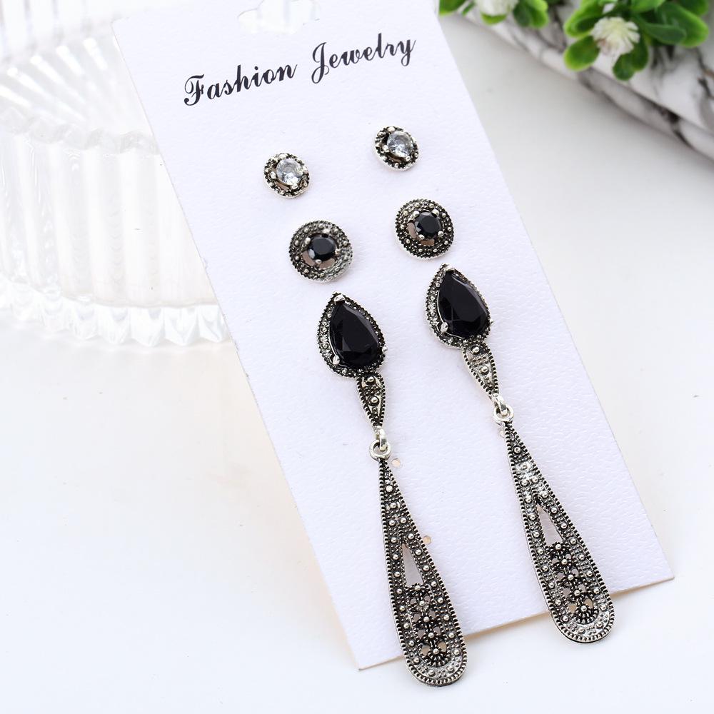 4 Pair Retro Bohemia Style Long Earring Set Modern All-match Eardrop Ornament