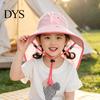 Kids Foldable Camping Hat Summer Sun for Boys Girls, Breathable Mesh Wide Brim Cap with Neck Accessories Flap, Adjustable Strap & Whistle, UV