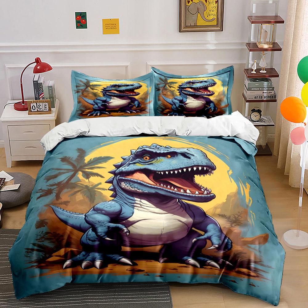 Blue dinosaur, tropical background. Bedding sets Duvet cover sets Duvet covers Pillowcases(1* Duvet Cover 2* Pillowcases without duvet insert)