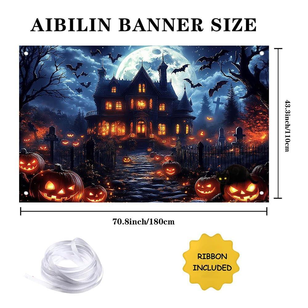AIBIIN Halloween Photography Backdrop for Kids Children Scary Haunted House N...