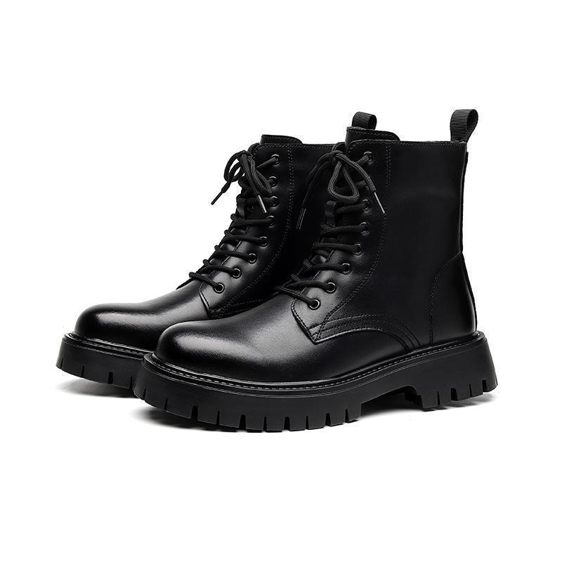 Ботинки Martin мужские осенне-зимние высокие кожаные ботинки с утолщением, мужские британские ветровые ботинки средней высоты локомотивные 2558-R