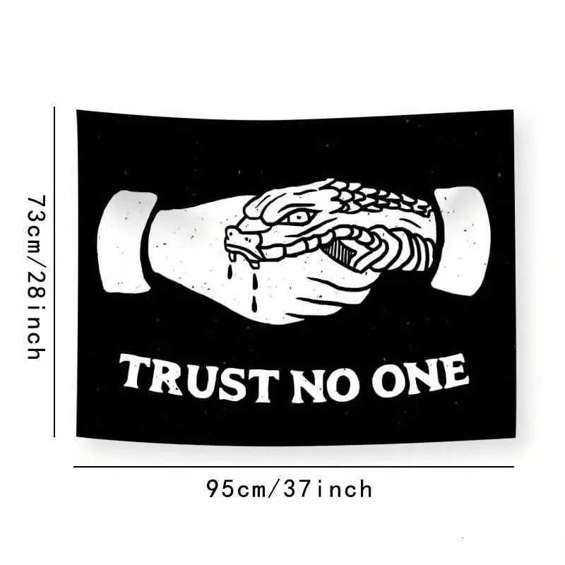 173. Snake Tapestries VIKAMA Dark Handshake Tapestry Trust No One Print Black Wall Hanging For Gaming Room Bedroom Studio Home Decor Banner J260928