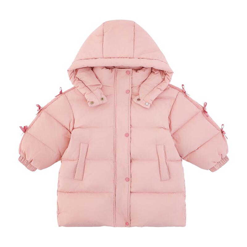 YouYou Girls' Thickened Mid-Length Hooded Winter Coat
