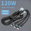 120 Вт 5A 3 в 1 USB-кабель для быстрой зарядки Type C Micro USB-кабель для передачи данных для iPhone 16 15 Realme Samsung Huawei P50 Телефон USB-кабель для зарядки