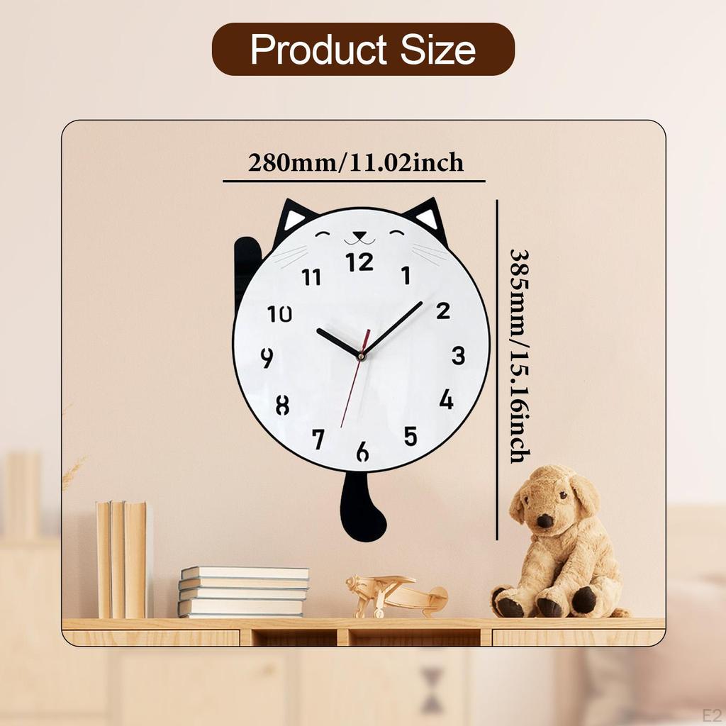 Clock Decorative Cute Acrylic Stylish Wall Ornament Silent for Dining Room Bedroom Kitchen