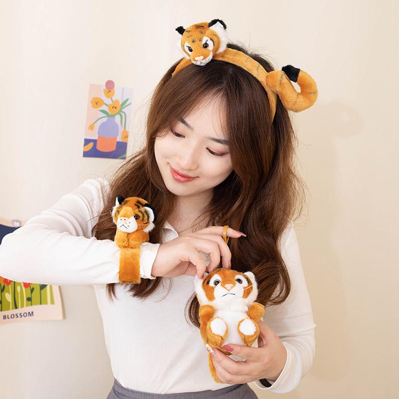 Мягкая игрушка в виде лесного животного, тигра, кольцо-защелка, креативный браслет, детские аксессуары на запястье, подарок в виде зоопарка
