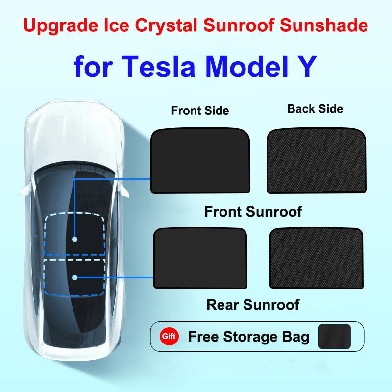for Tesla Model Y 2025 Model 3 Highland 2024 Sunshade Roof Skylight Sunroof Upgrade Ice Cloth Buckle Front Windshield Sun Shade