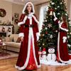Mrs. Claus Costume for Women Adult Christmas Santa Dress with White Faux Fur Trim Velvet Xmas Cosplay Outfit