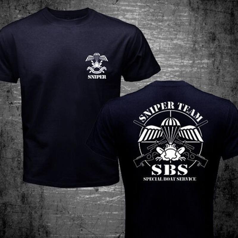 Футболка SBS Special Boat Service Великобритания Британская армия SAS Спецназ Снайпер Черная Мужская Футболка С коротким рукавом Повседневная Хлопковая Рубашка