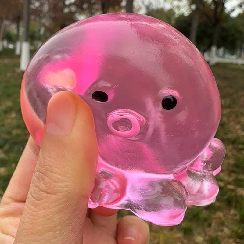 Сквиш-осьминог Игрушка-антистресс Резиновый Прозрачный Хрустальный Осьминог Игрушка для Расслабления Рук Мягкая Медленно Возвращающаяся Сжимаемая Игрушка для Детей Взрослых Зажимаемая Игрушка