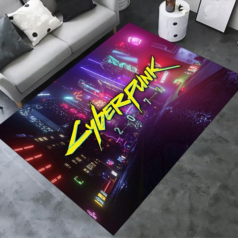 Ковер Cyberpunk 2077 для гостиной, спальни, дома, украшение дивана, детский игровой нескользящий коврик