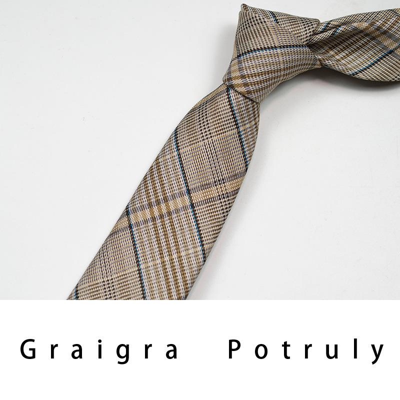 Qiandongge Suit And Tie Men'S Striped 8Cm Casual Tie Coffee Gray Dark Green Retro Work Plaid