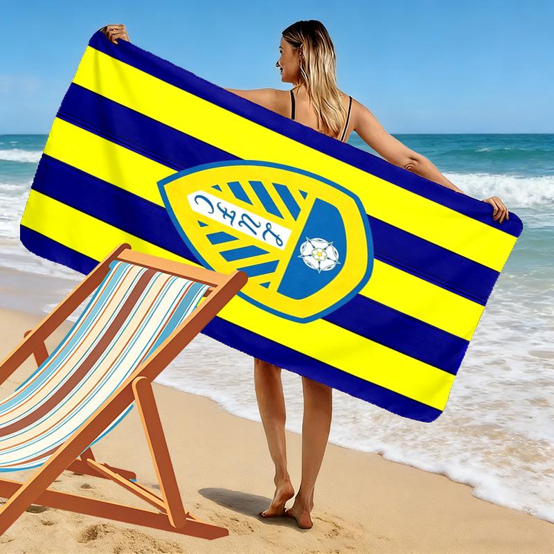 Leeds United Logo Print Beach Towel, Large Soft Quick Dry Towel for Beach Camping Swimming