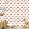 Rainbows and Butterflies Boho Wallpaper Orange, Light Gray and Cream 50x1000