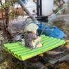 Bamboo Raft Fisherman Figurine Boat Fishing Elderly Resin Statue Sculpture Floating Outdoor Yard Fishpond Aquarium Decoration Ornament