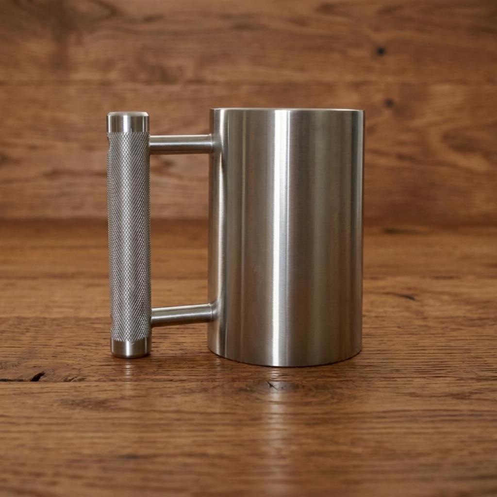 Heavy Dumbbell Mug Knurled Grip Non-Slip Stainless Steel Cup with